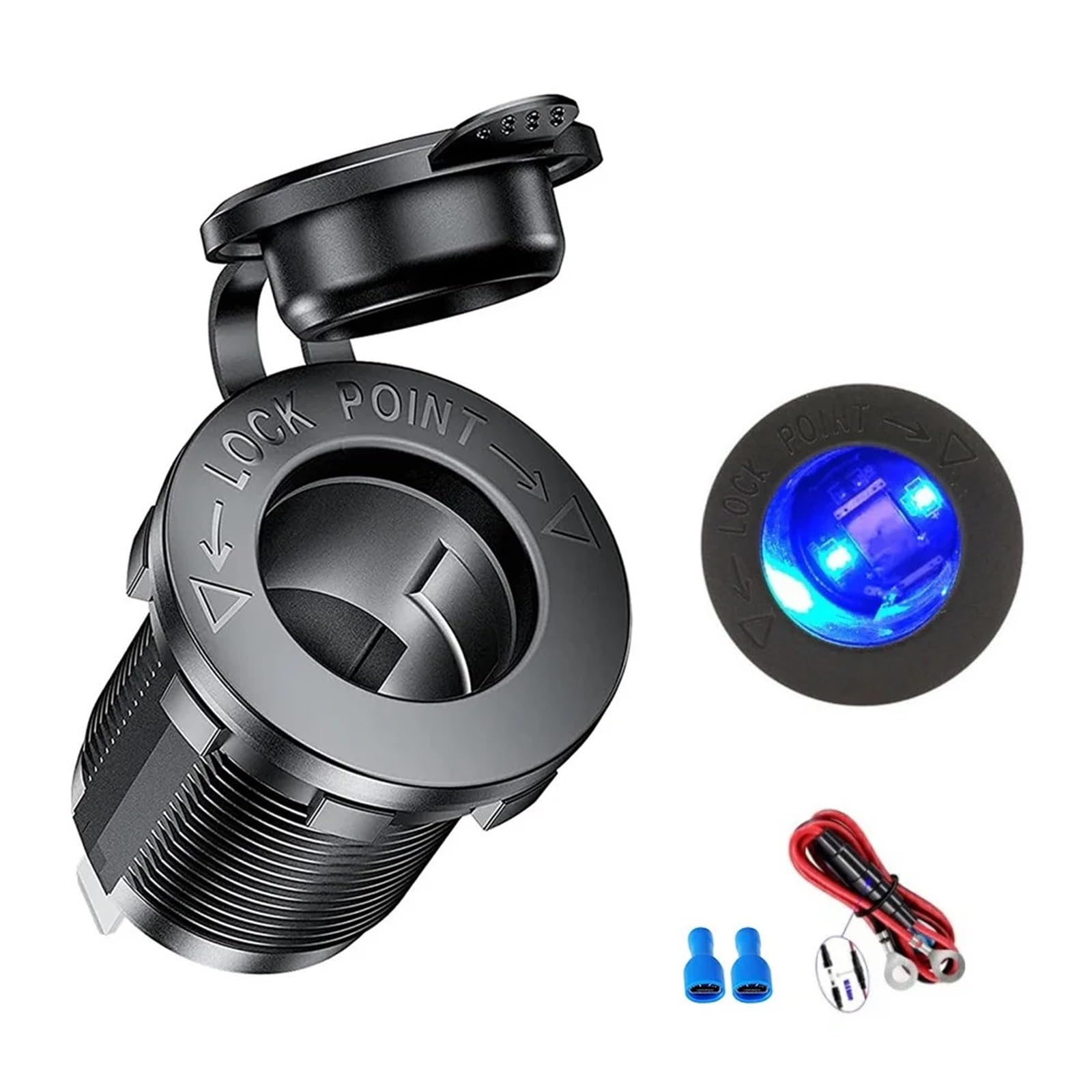 Presa accendisigari impermeabile da 12 V for auto, barca, moto, trattore, presa di corrente, accessori for(Blue with Wire)
