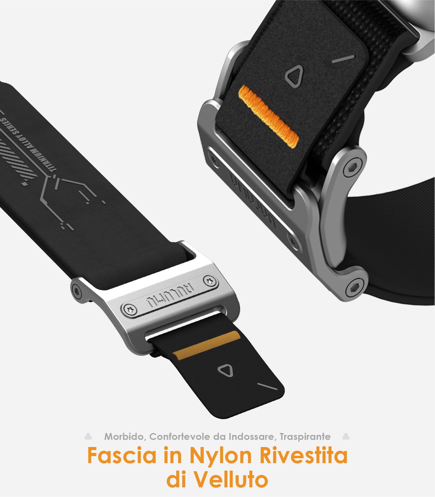 Aulumu A11 Magnetica Fibbia Banda Sottile per Apple Watch Ultra2/Ultra 49mm, Series 9/8/SE2/7/6/SE/5/4/3/2/1 45mm/44mm/42mm | Velluto Nylon Treccia | Chiusura Magnetica in Acciaio Inossidabile