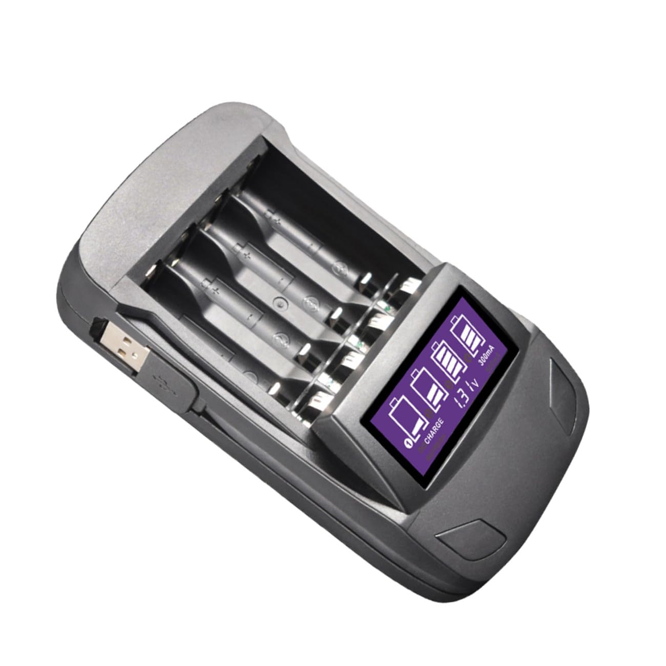 Gatuida 2pièces Chargeur De Batterie USB Intelligent à Emplacements avec Écran LCD Recharge Et Décharge Multifonctions pour Batteries AA AAA à Domicile Noir