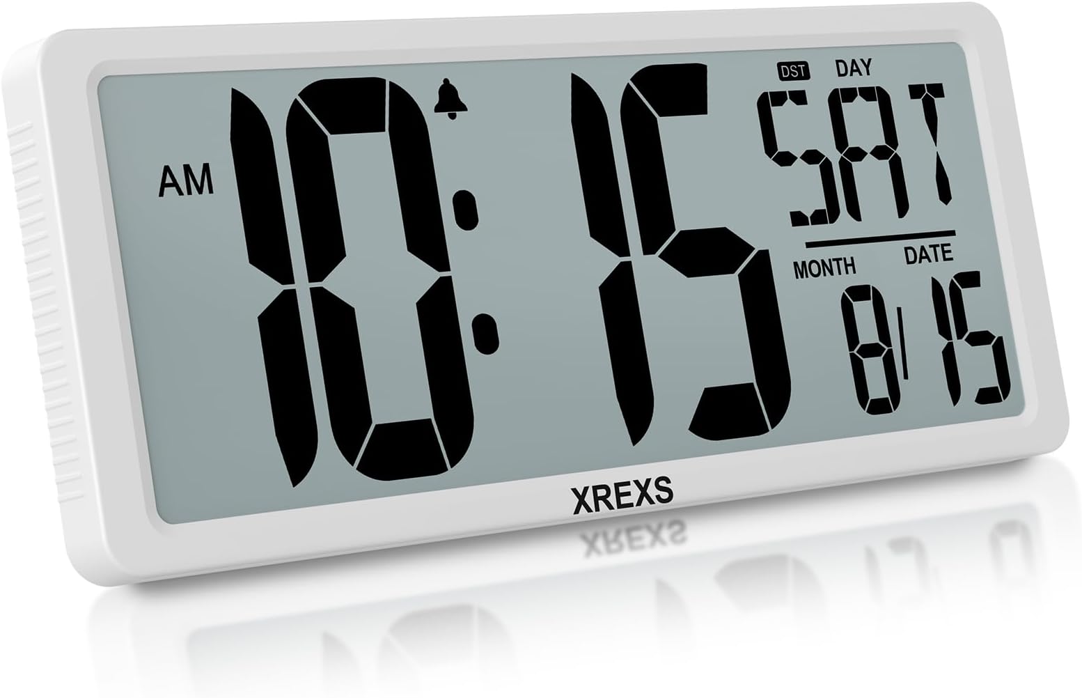 XREXS Large Digital Wall Clock, Electronic Alarm Clocks for Bedroom, Count Up & Down Timer, Battery Operated 14.17 Inch Large LCD Screen with Time/Date/Temperature Display