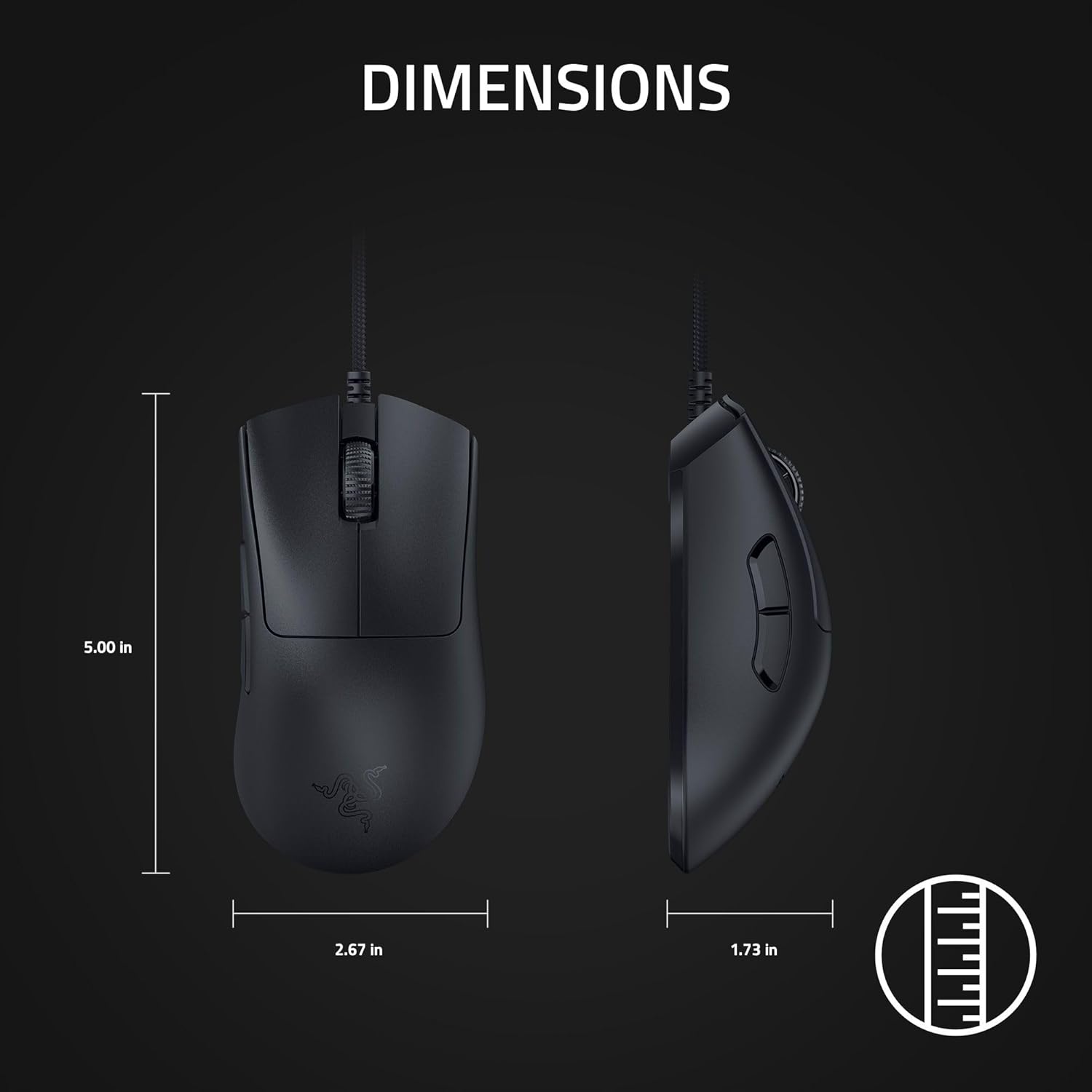 Razer DeathAdder V3 Wired Gaming Mouse: 59g Ultra Lightweight - Focus Pro 30K Optical Sensor - Fast Switches Gen-3-8K Hz HyperPolling-6 Programmable Buttons -Ergonomic -Speedflex Cable- Black - Image 7