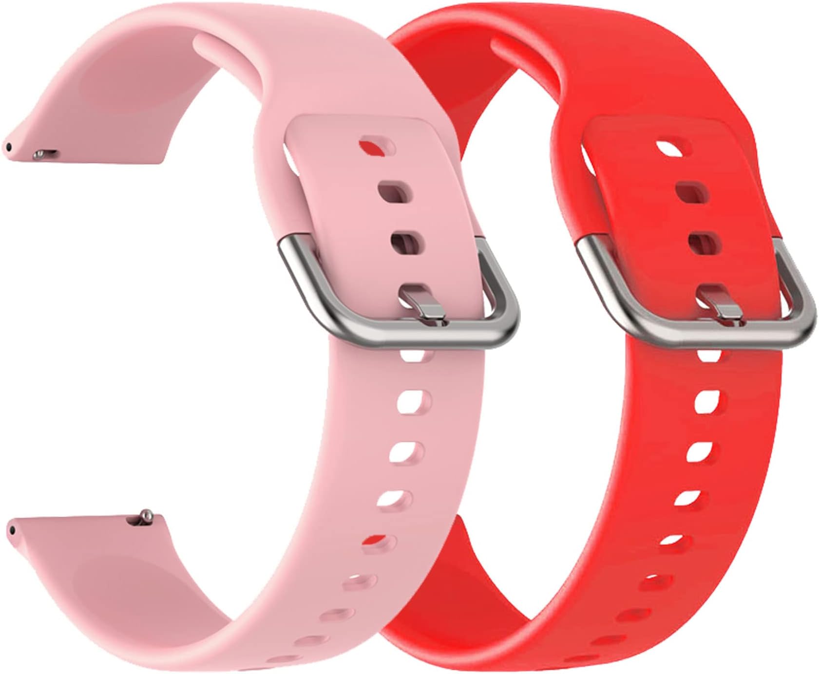 AONES 22mm Pack of 2 Silicone Belt Watch Strap with Metal Buckle Compatible for Fire-Boltt Eclipse Bsw081 Smartwatch Band Light Pink, Red