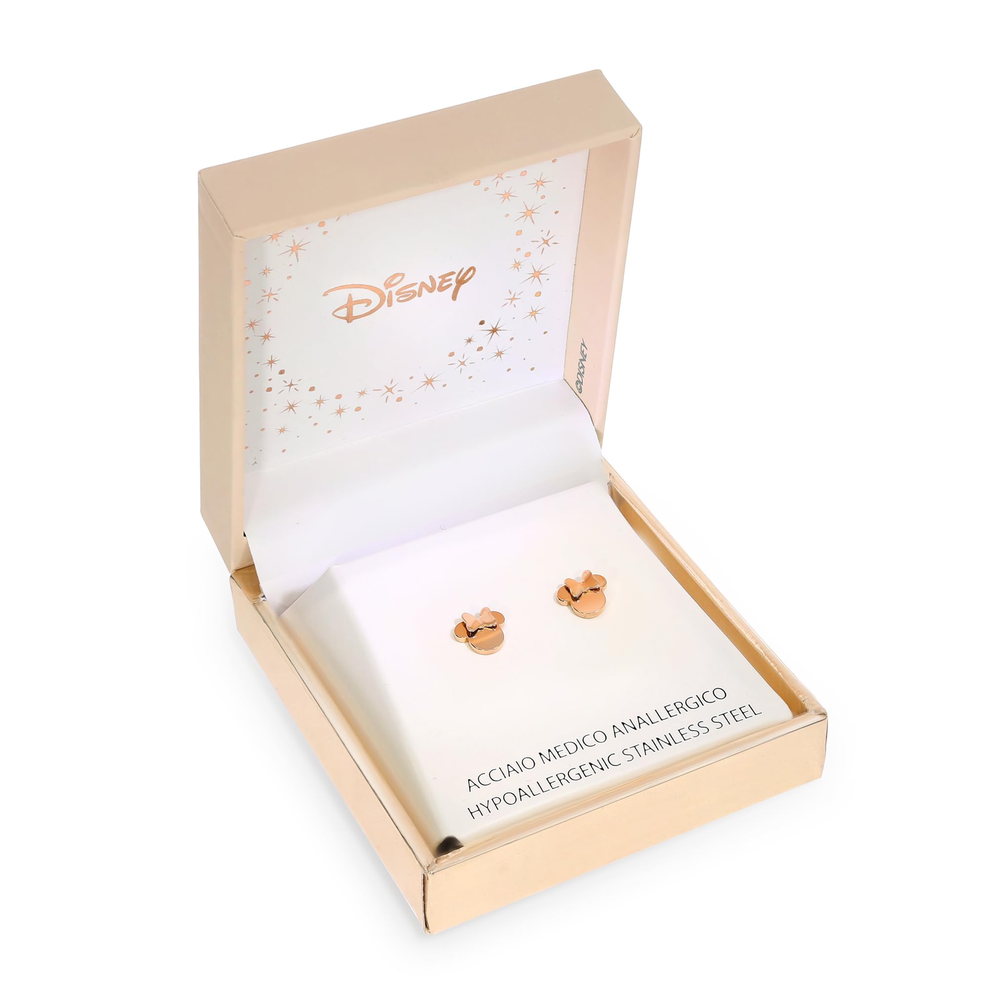 Disney Minnie Pendientes para niña de acero inoxidable, talla única, Joyas Disney