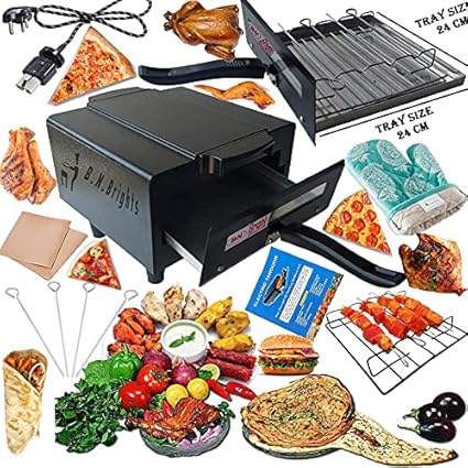 B.N.Brights be a home chef with out any help Mini electric tandoor and grill barbecue for home/Pizza Making Macine/Grill barbecue/combo tandoor(1 year warranty, Black)