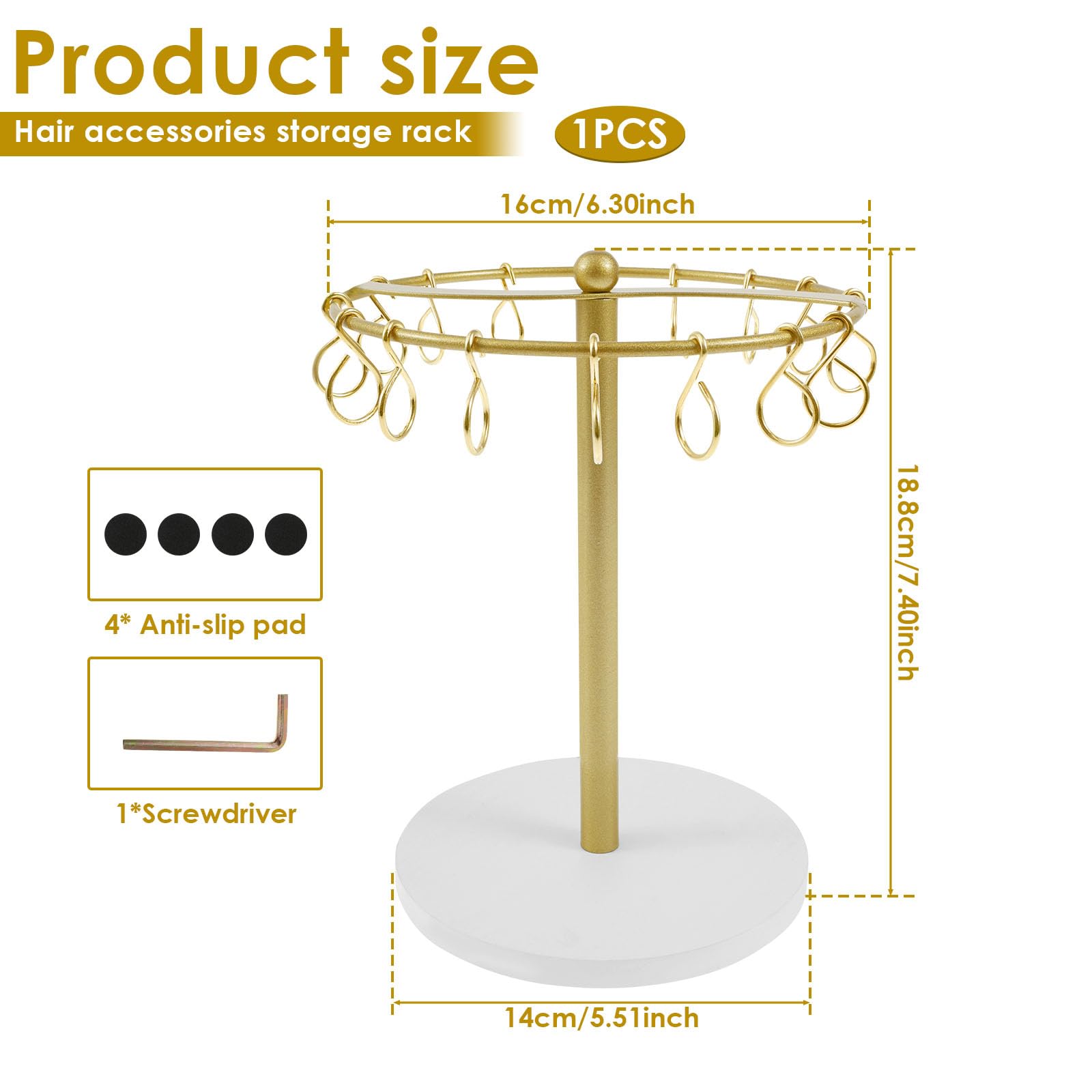 Hair Claw Clip Organizer Acrylic, Hair Clip Organiser 360-Degree Hair Clip Display Stand, Rotating Organiser Case, Hair Accessories Storage For Women And Girls Living Room, Shop, Bedroom - View #2