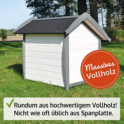 zooprinz wetterfeste Hundehütte Bella - aus massivem Holz - perfekt für draußen - mit umweltfreundlicher Farbe gestrichen in modernen Farben - 3 Größen zur Wahl
