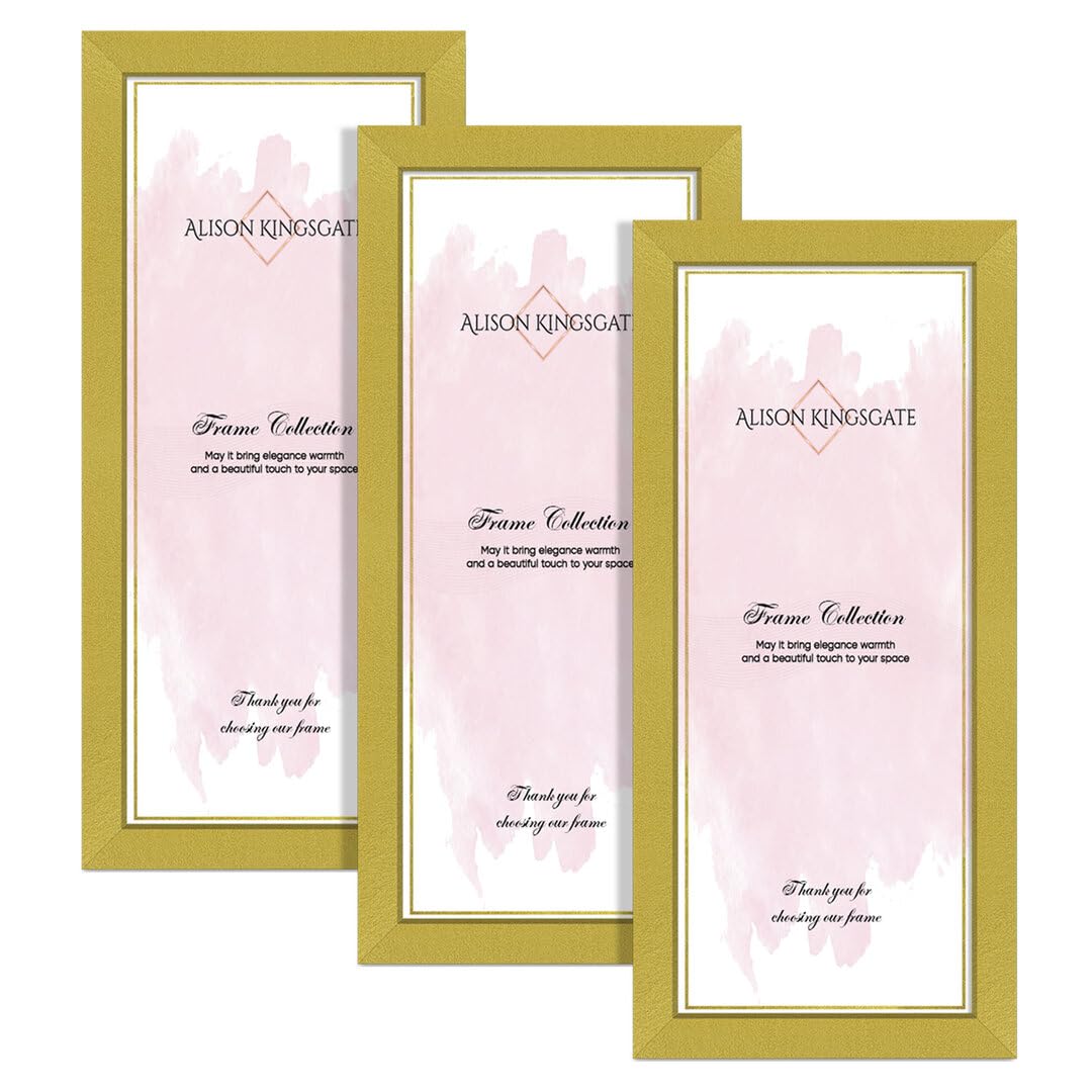 Alison Kingsgate 15X5 Gold Modern Photo Frames Pack of 3 - Engineered Wood Picture Frame with Perspex Front - Ideal for Certificates - Wall Mount or Tabletop - Multiple Sizes & Colors — image 1