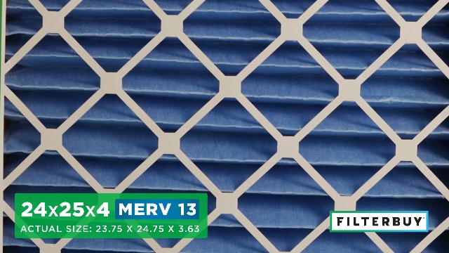 Image of Filterbuy 24x25x4 Air Filter MERV 13 Smoke & Allergy Defense (4-Pack) | Electrostatic Pleated HVAC AC Furnace Filters Replacement, Made in USA (Actual Size: 23.75 x 24.75 x 3.63)