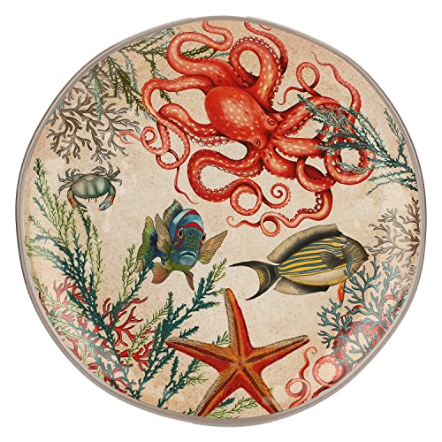 MATERIALI - Melamina Thun Rose & Tulipani - Vassoio Rotondo in Gift Box - Arredo Casa, Cucina - Linea Sea Life - Idea Regalo - Melamina - Ø 42; h2 cm