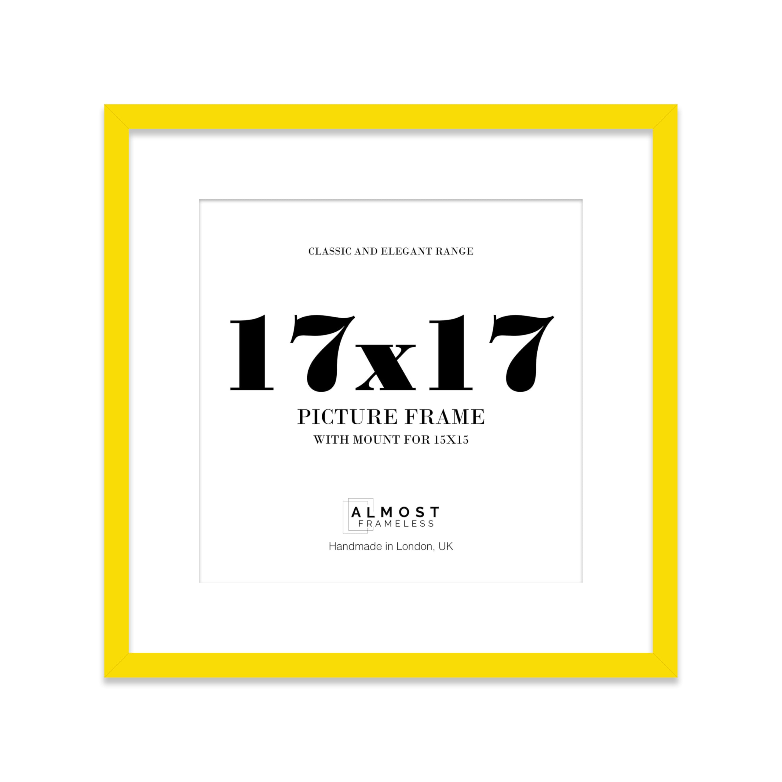 17x17 Yellow Picture Frame with Mount for 15x15 Photos, Prints - Modern Square Wall Frame, 1 Pack