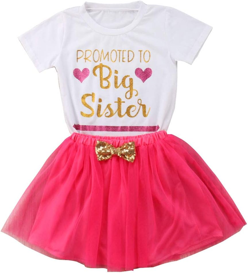 Gaono 2020 Baby Girl Clothes Outfit Big Sister Letter Print T-Shirt Top Blouse Shirts