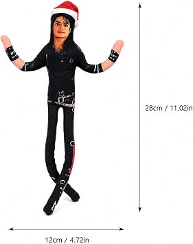 Posable Michael Plush Doll with Bendable Wire Inside, Flexible Stuffed Toy, Multiple Classic Outfit Styles, Tribute To the King of Pop, Christmas Home Decor Ornament for fans’ collection