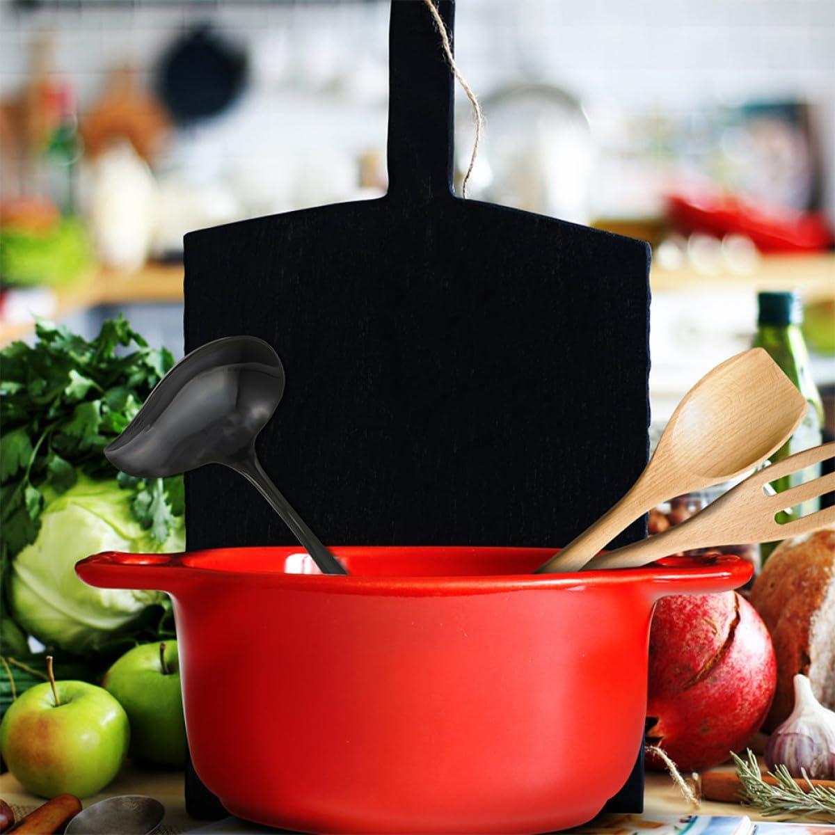 Stainless Steel Sauce Ladle with Duckbill Spout, Black Mini Gravy Spoon, 304 Metal Seasoning Spoon for Kitchen and Dining, Single Piece Serving Utensil for Sauces and Soups