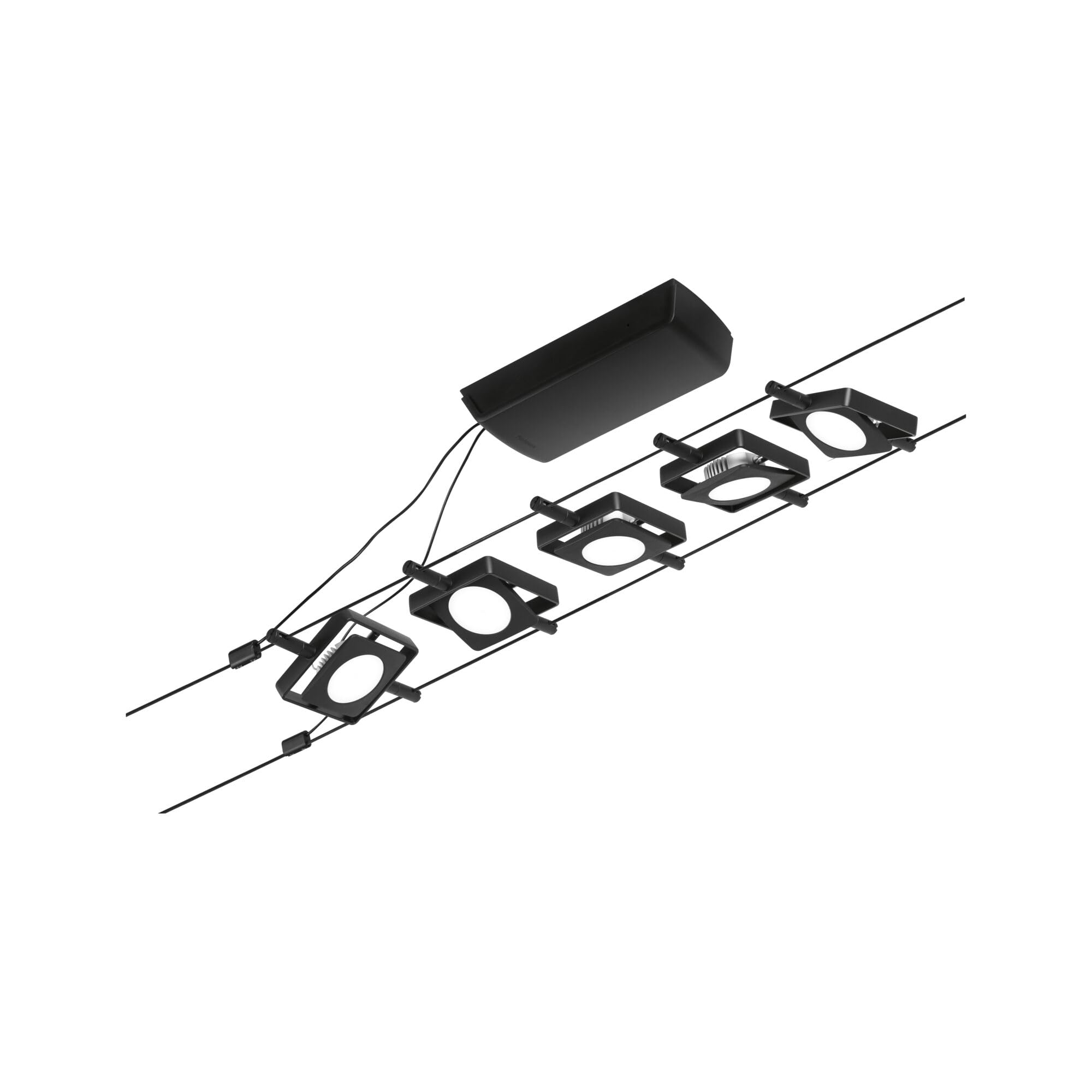 Paulmann 94424 Juego de cables CorDuo LED MacLED DC incl. 5x4,5 vatios extensible Negro mate, cromado Cable metálico 3000 K