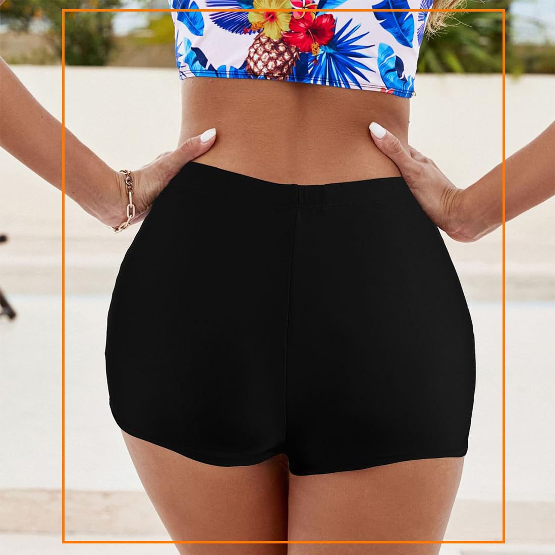 Pantalones Cortos de Natación para Mujer con Control del Vientre y Secado Rápido (Navy Blue)
