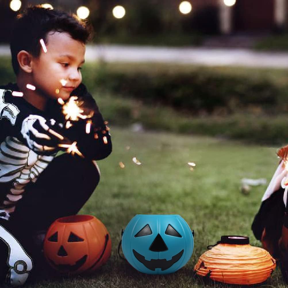 Halloween Pumpkin Bucket Candy Holder with Handle Small 8.3 Inch Trick or Treat Pumpkin Candy Box for Party Decoration and Packaging