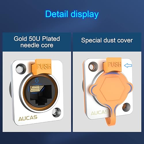 Miniatura 6 de RJ45 Interface Waterproof sockets Connector,Panel Mounting Shielded RJ45 IP65 Waterproof PCB Signal Panel Applicable to Cat55e6 8P8C Connector