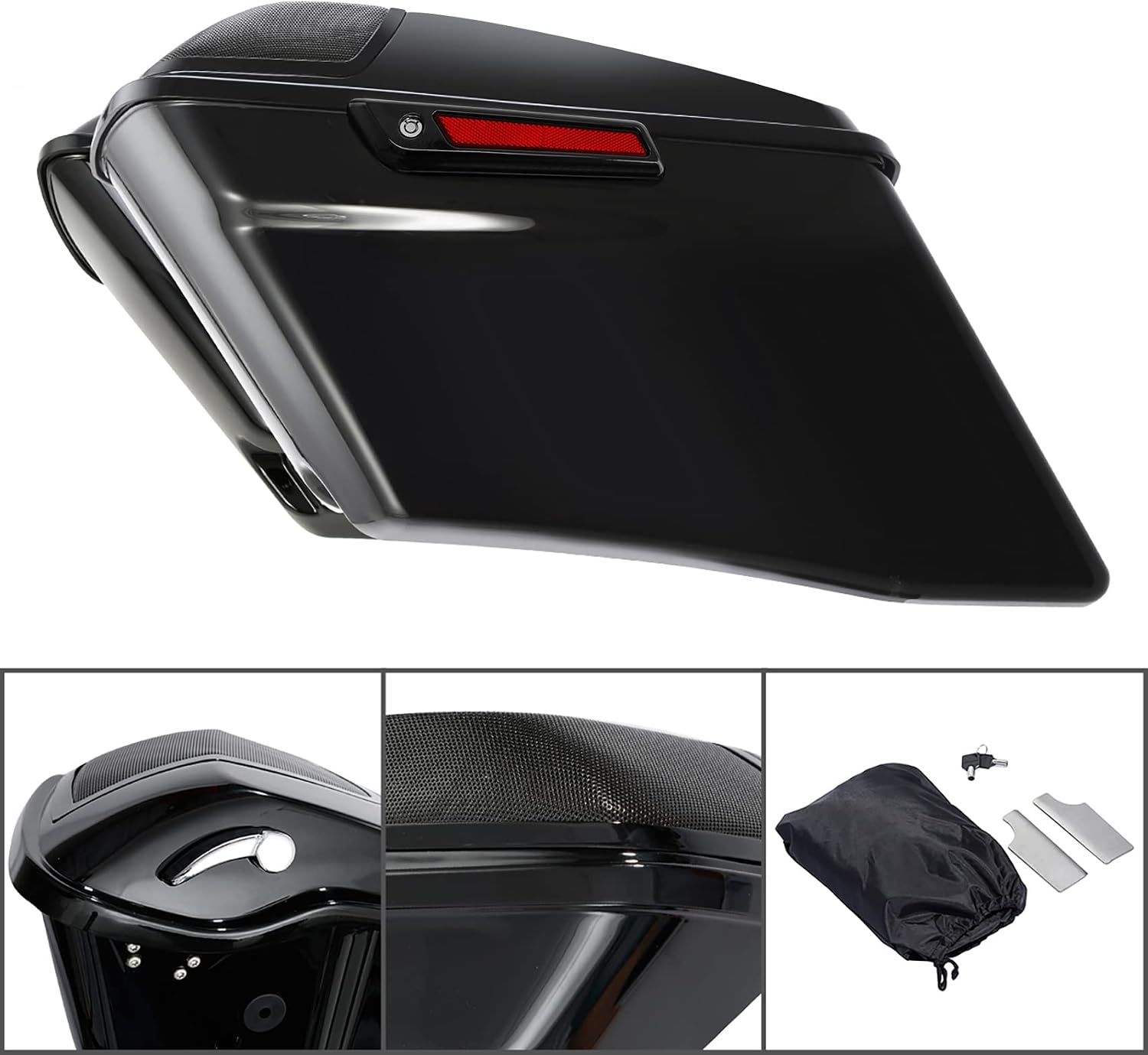 Green-L Gloss Black 4" Stretched Saddlebag with 5x7 speaker cut out Fit for CVO Harley Touring Road King Street Electra Glide Ultra Classic Limited 2014-2024