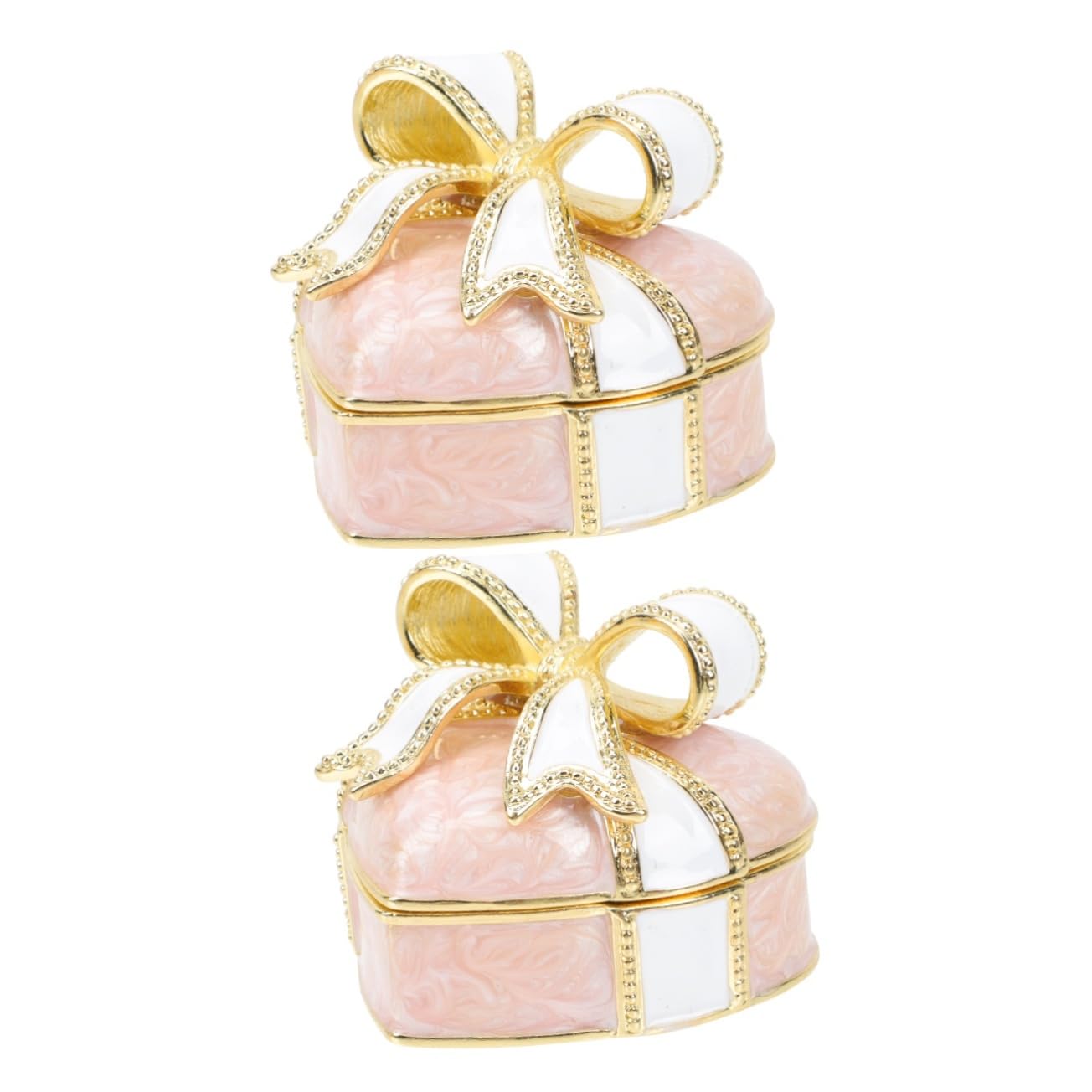 SOIMISS 2piezas Organizador De Joyería Forma De Corazón Lazo Caja De Almacenamiento Para Anillos Collares y Pendientes Para Cumpleaños