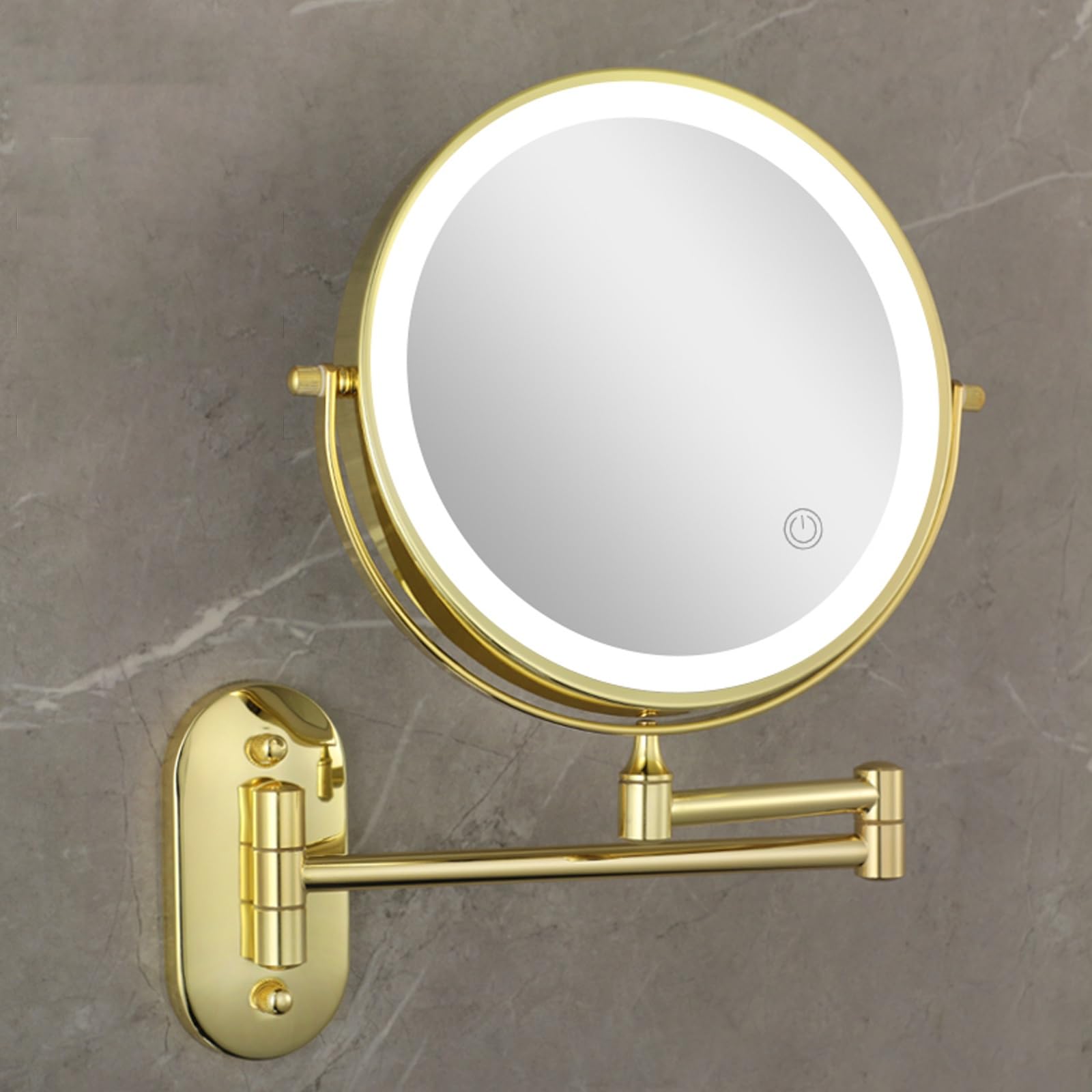 Specchio Per Trucco Illuminato A Parete Ricaricabile, Specchio Cosmetico LED Bifacciale Da 8 Pollici Ingrandimento 1X/3X, Touch Screen A 3 Luci Colorate Dimmerabile(Noir)