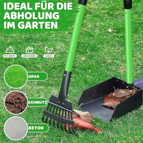 REAPALOT Hundekotschaufel, Robustes Metalltablett und Rechen-Set, Hundekotsammler aus Edelstahl mit langem Griff für große, mittelgroße und kleine Hunde