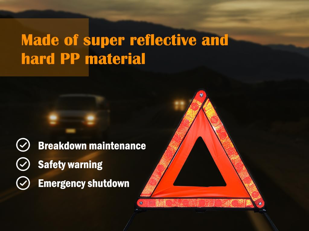 Triangolo D'avvertimento,Triangolo Emergenza,Triangolo Auto Pieghevole,Triangoli di Segnalazione,Triangolo Sicurezza Emergenza,per la Costruzione di Strade e Incidenti di Sicurezza