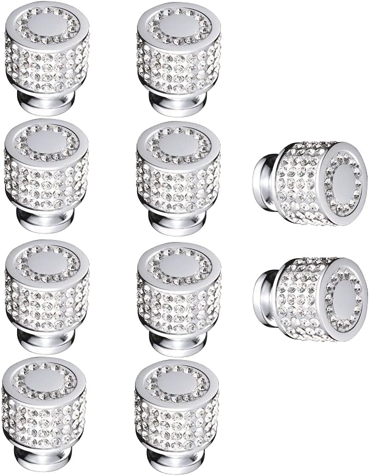 Copper Cabinet Knobs and Pulls Drawer/Furniture Handles with Screws All Metal Stylish Shiny Kitchen Hardware 10 Pack, Silver, B1003P-P10 Style C - 10 Pack Silver