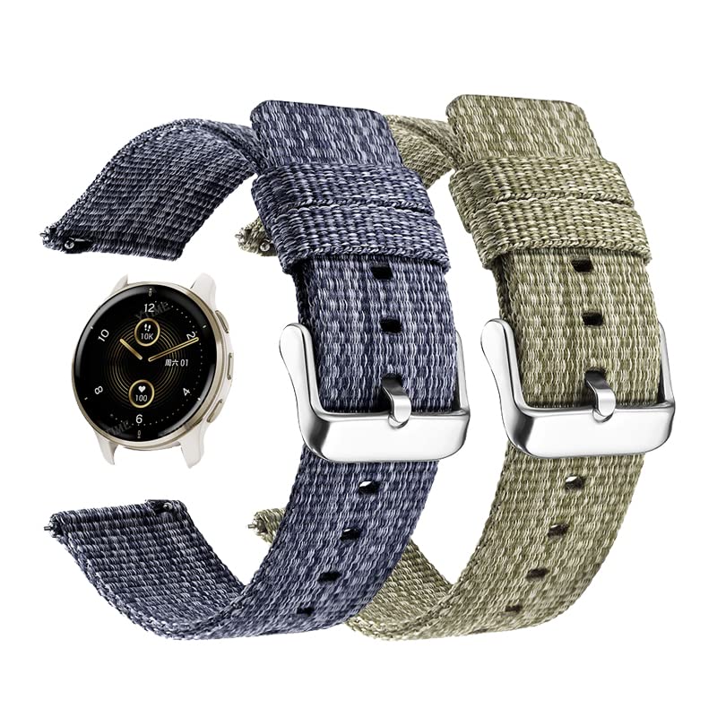 Bracelet en nylon pour Garmin Vivoactive 4S tressé et ultra léger Agate