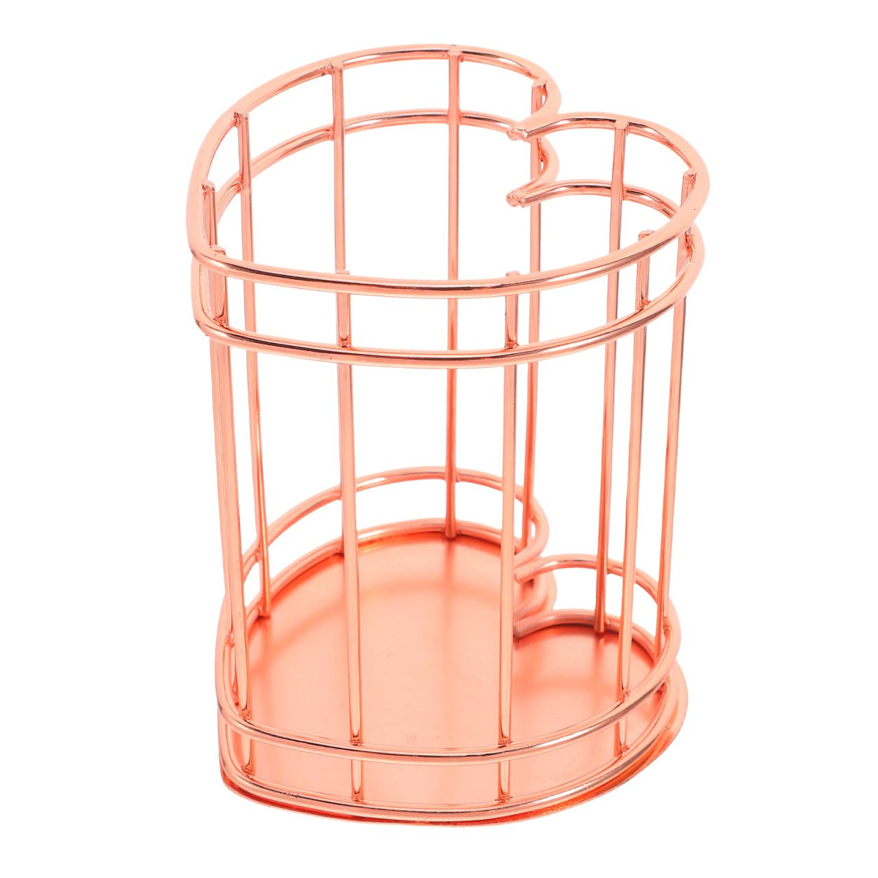 Rangement de bureau en métal or rose au design de cœur