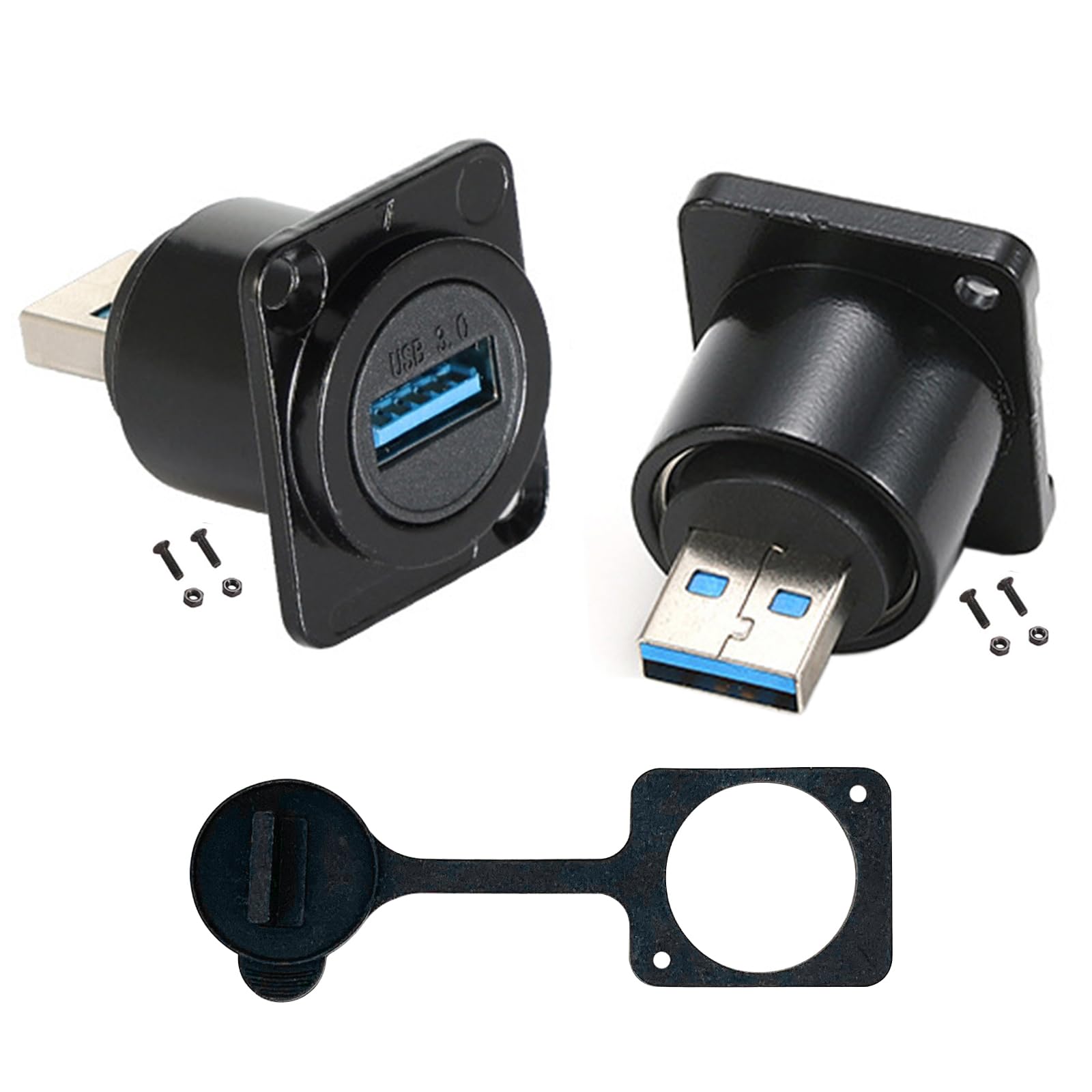 PENGLIN 2PCS USB 3.0 Panel Mount Connector, USB-A Male to Female Mount Adapter, USB 3.0 Converter Extender for PC Laptop Hard Drive Printer Camera