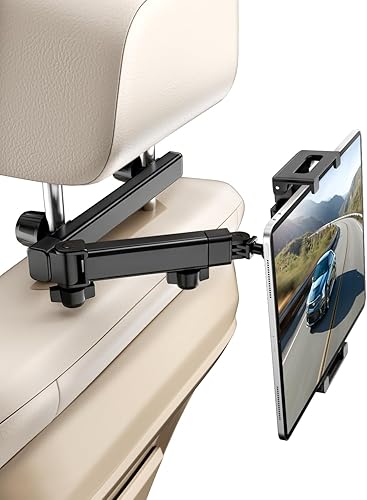 Soporte para tablet para automóvil, soporte de montaje en ángulo ajustable para reposacabezas de automóvil para niños, artículos esenciales de viaje