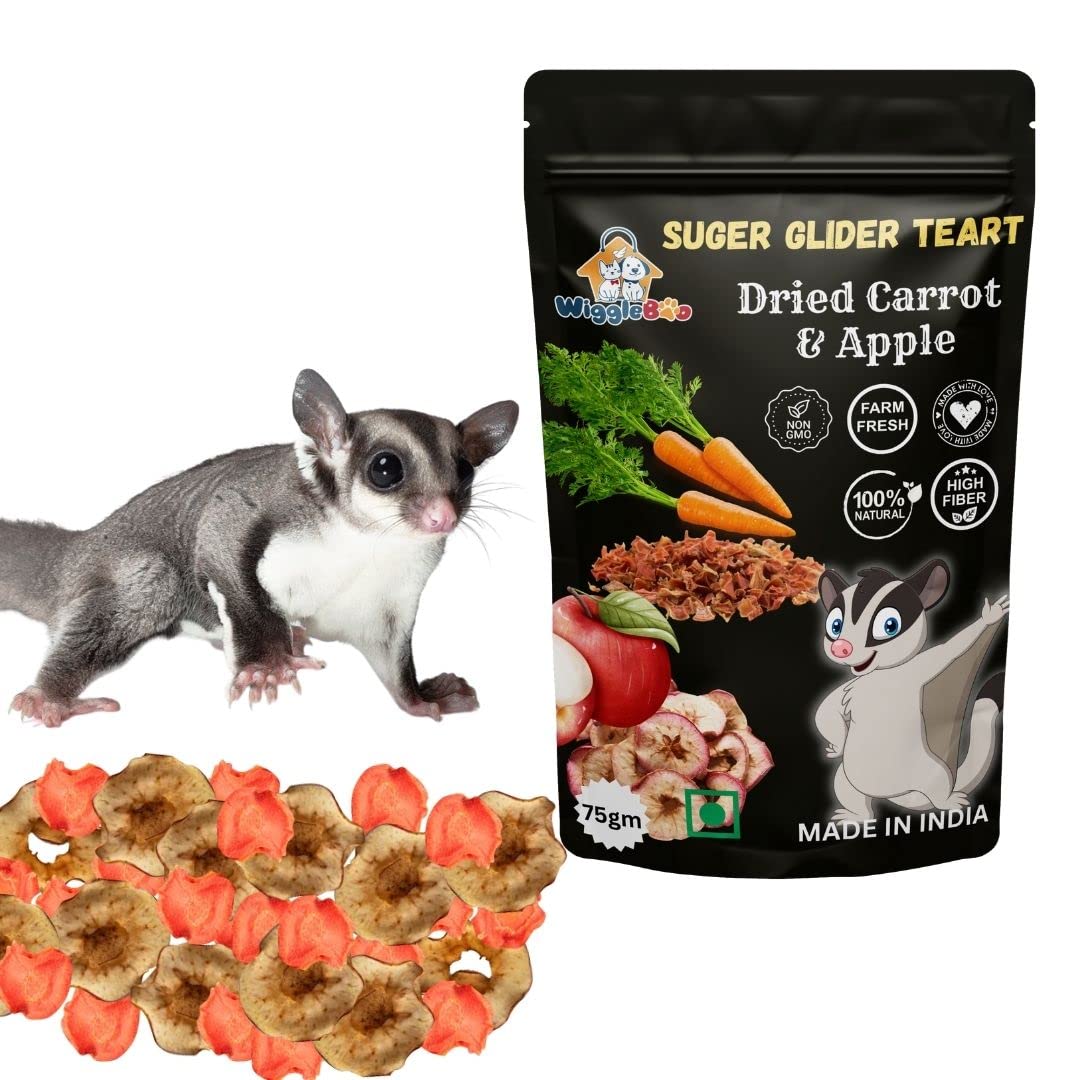 WiggleBoo Sugar Glider Treats || Crunchy & Delicious || Nutritious || Healthy & Tasty || All-Natural Snacks Packed with Flavor and Nutrients for Optimal Health and Wellness (Dried Carrot & Apple)