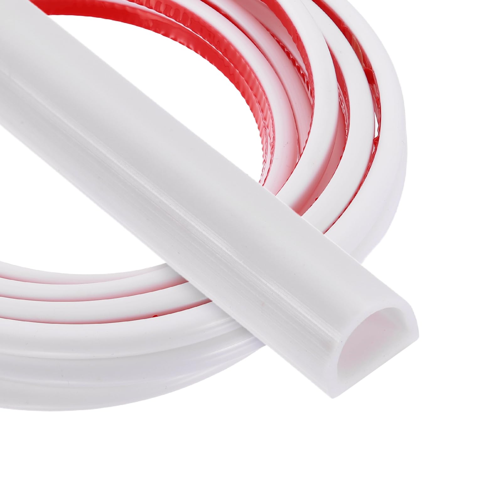 PATIKIL 5 Meters Silicone D Shape Weather Stripping, 2Pcs 9mm W x 8.8mm H Self Adhesive Backing Door Seal for Door Frame Window Insulation RVs Furniture Cabinets, White