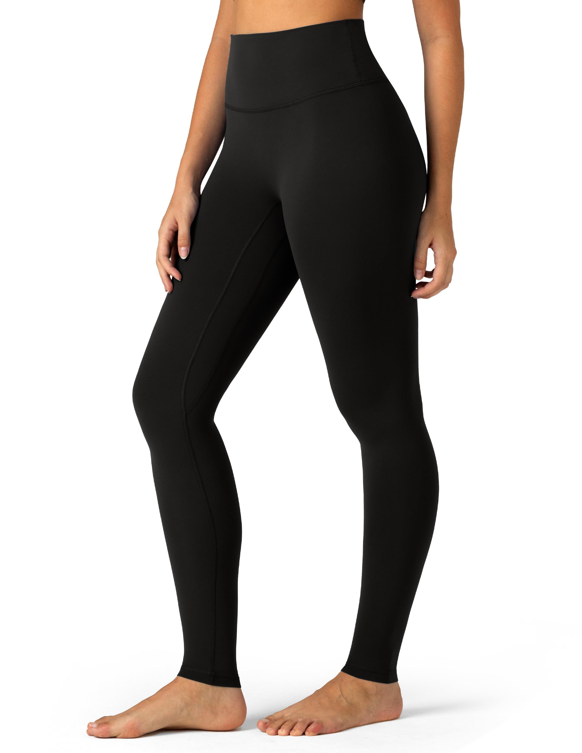 Colorfulkoala Dreamlux No Front Seam High Waisted Yoga Leggings (25/28 Inseam, Black)