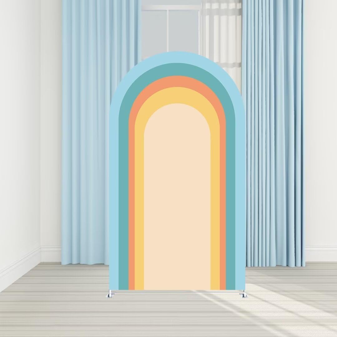Here Comes The Son Theme Arch Backdrop Cover Boho Retro Rainbow- Baby Shower Party Decorations,Welcome Little Man Decors, Gender Reveal Party, 1st Birthday Party Supplies(No Stand!) image 2