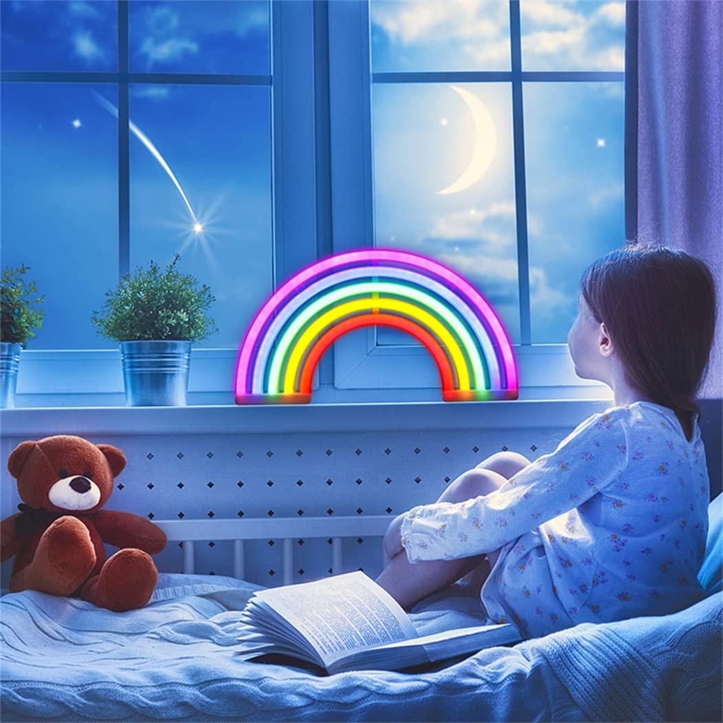 Letreros de neón Rainbow Night Light USB o Alimentado por batería para la habitación de los niños Lámparas de Noche Dormitorio de Las niñas Colgando en la Pared Decoración del Partido