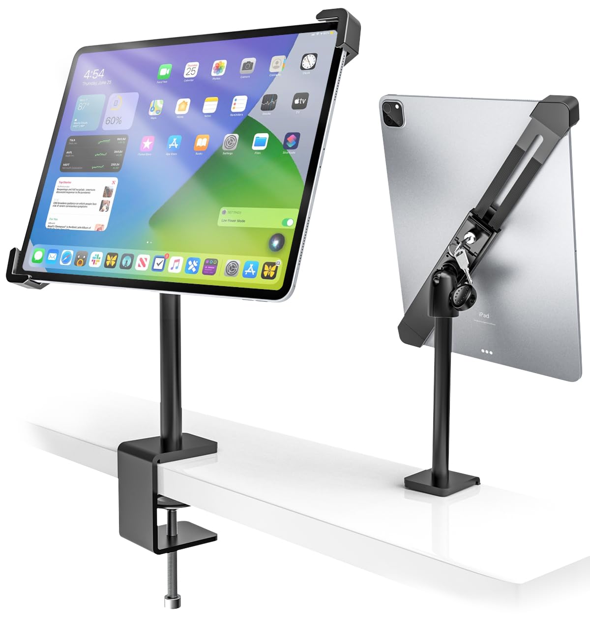 Kolasels Anti-Theft iPad Kiosk Stand - Double Anti Theft, Locking Tablet Stand for Desktop, 360°/ 90° Swivel POS iPad Security Stand for 10.2" iPad/