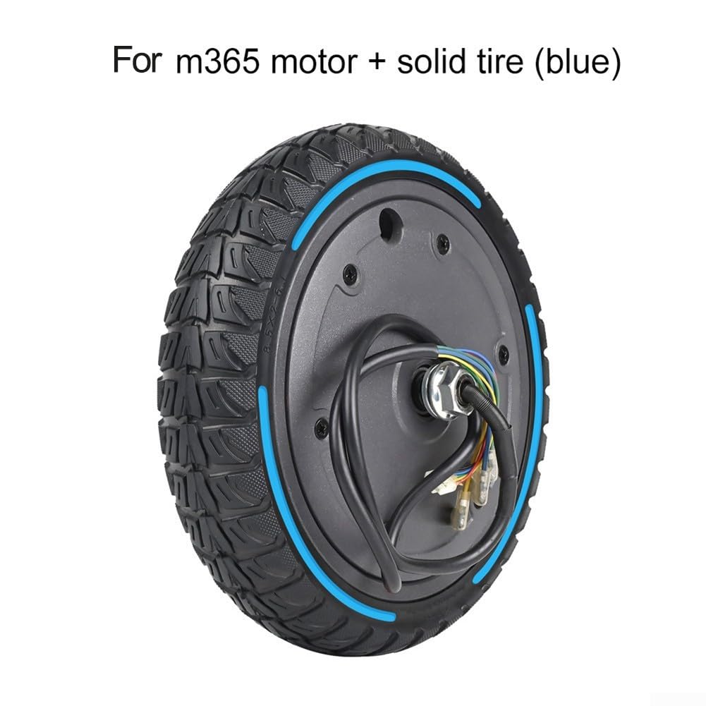 Rueda de motor de neumático sólido de 36 V 350 W, para scooter eléctrico M365 de 8,5 x 2 – 6,1, 215 x 102 mm, goma + aleación de aluminio (azul)