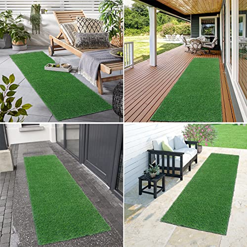 SHACOS Rasenteppich Outdoor - Wasserdurchlässiger Hochwertiger Kunstrasen Teppich Läufer 60x180 cm - Realistisch Aussehende Grasmatte- Kunstgras für Garten, Terrasse, Balkon - Image 5