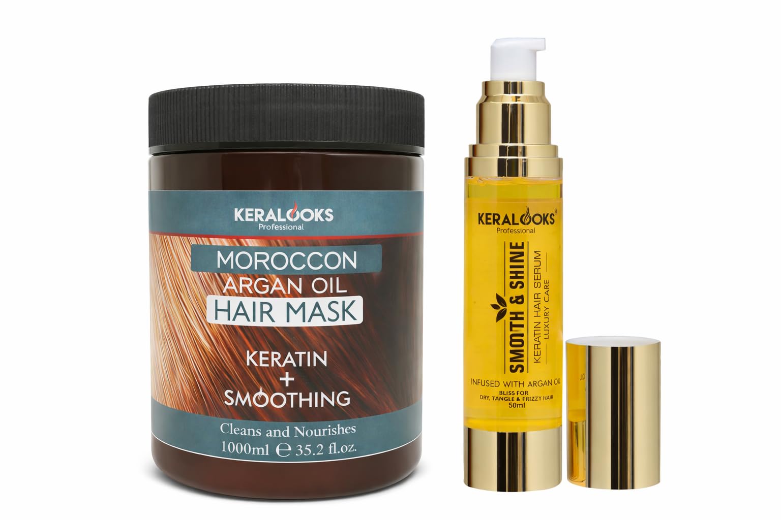 Keralooks Professional® Combo | Moroccan Argan Oil Hair Mask with Keratin Serum | 1000ml for Smoothing Deep Conditioning | Nourishing Hair Care All Hair Types | Ideal for Damaged, Frizzy, and Dry Hair-picture-38