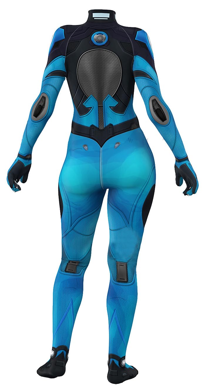 Yragemz Women Invisible Cosplay 3D Jumpsuit Anime Susan Storm Richards Invisible Costume Bodysuit for Halloween: Blue 3X-Large