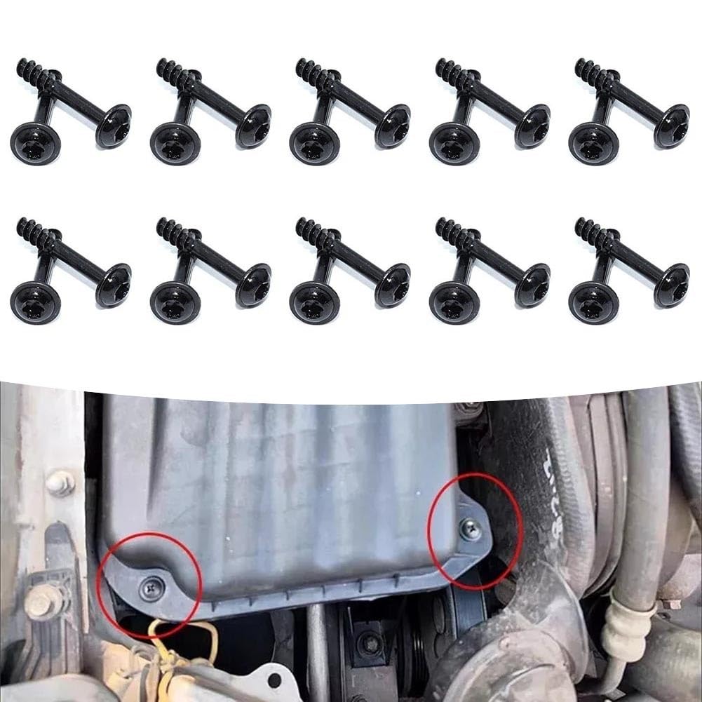 Kit 10 Viti Per Alloggiamento Filtro Aria Auto – Fissaggio Coperchio Scatola, 34mm X 5mm, Montaggio Universale Nero