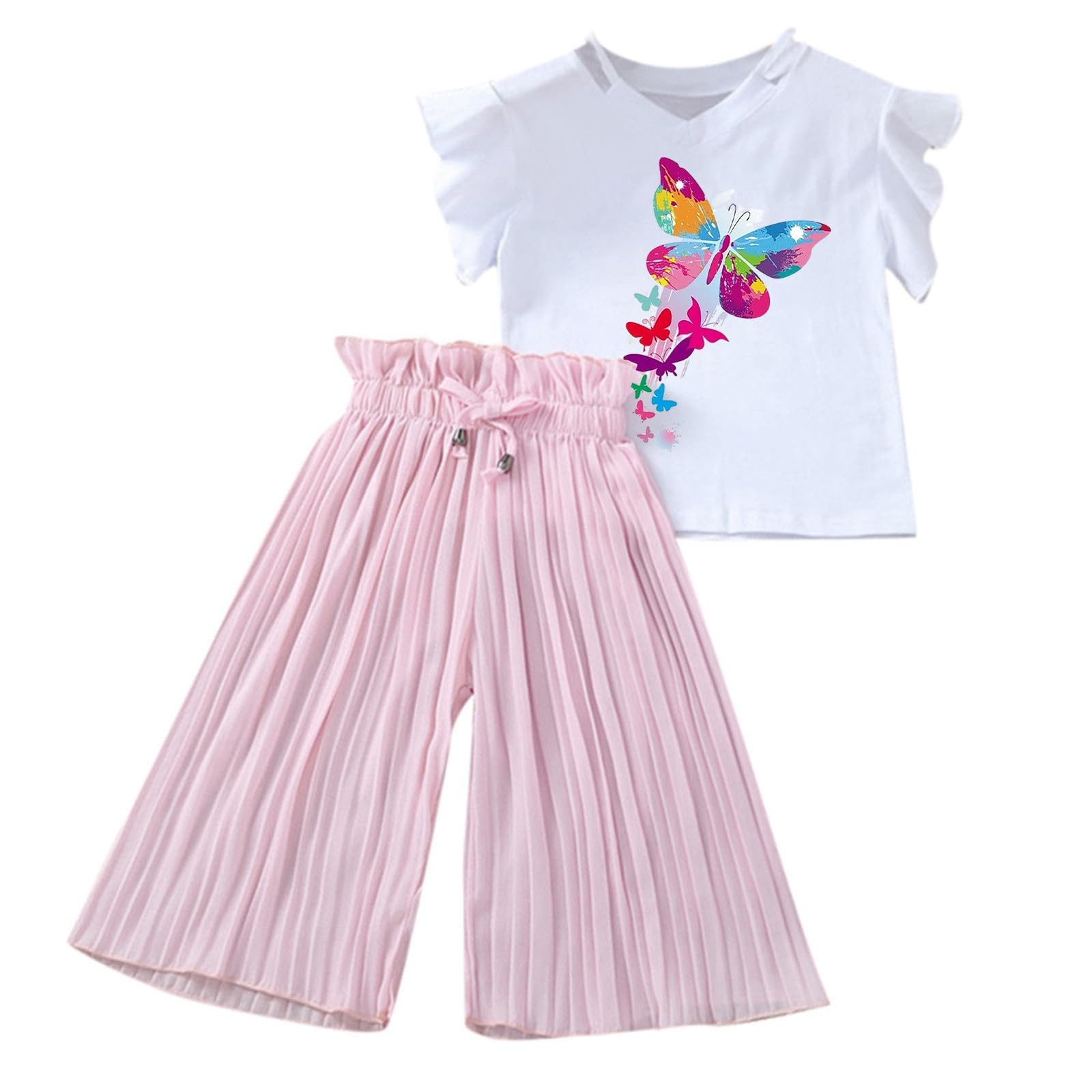 Kledingset voor kleine kinderen en baby's, bloemenprint, mesh-kleding, T-shirt, top, jurk, broek, 2-delige outfit set meisjes top, roze, 18-24 Maanden