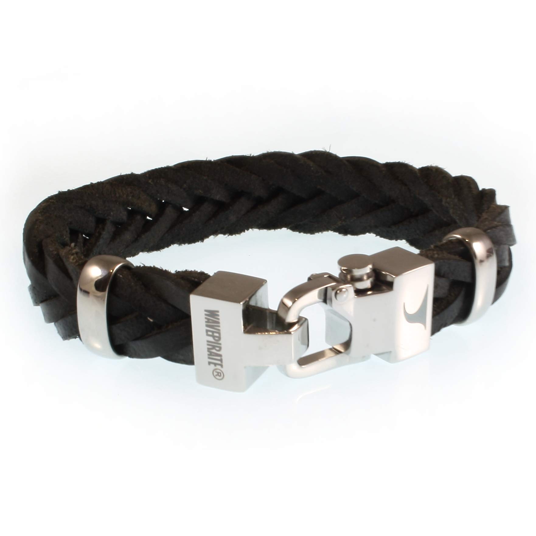 Echt Leder-Armband TURN F15 Schwarz Herren-Armband Männer-Armband Geschenkbox Magnetverschluss Edelstahl