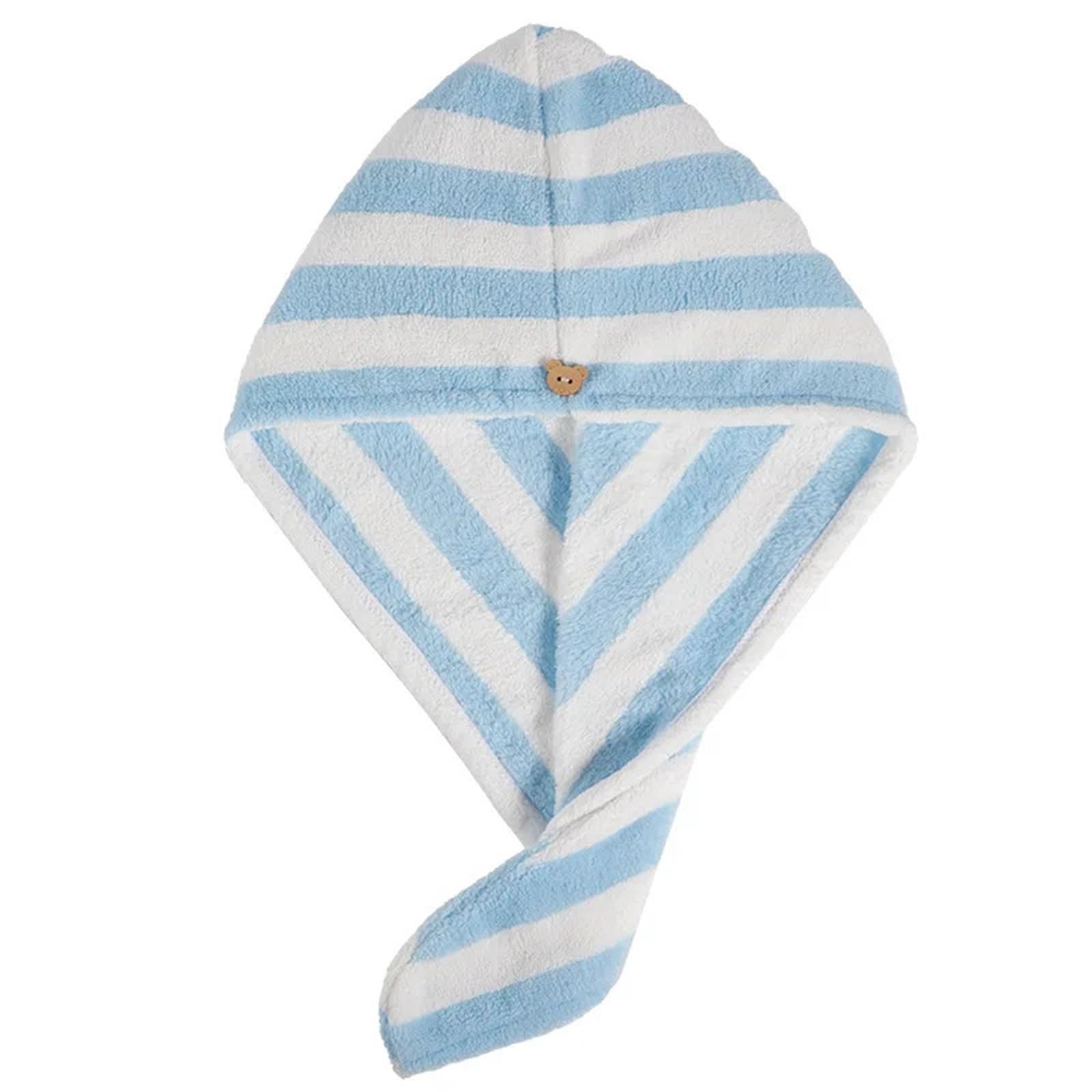 Missffcat 3 Pcs Striped Coral Fleece Hair Turban - Quick-Dry & High-Absorption Hair Wrap Towels for Women
