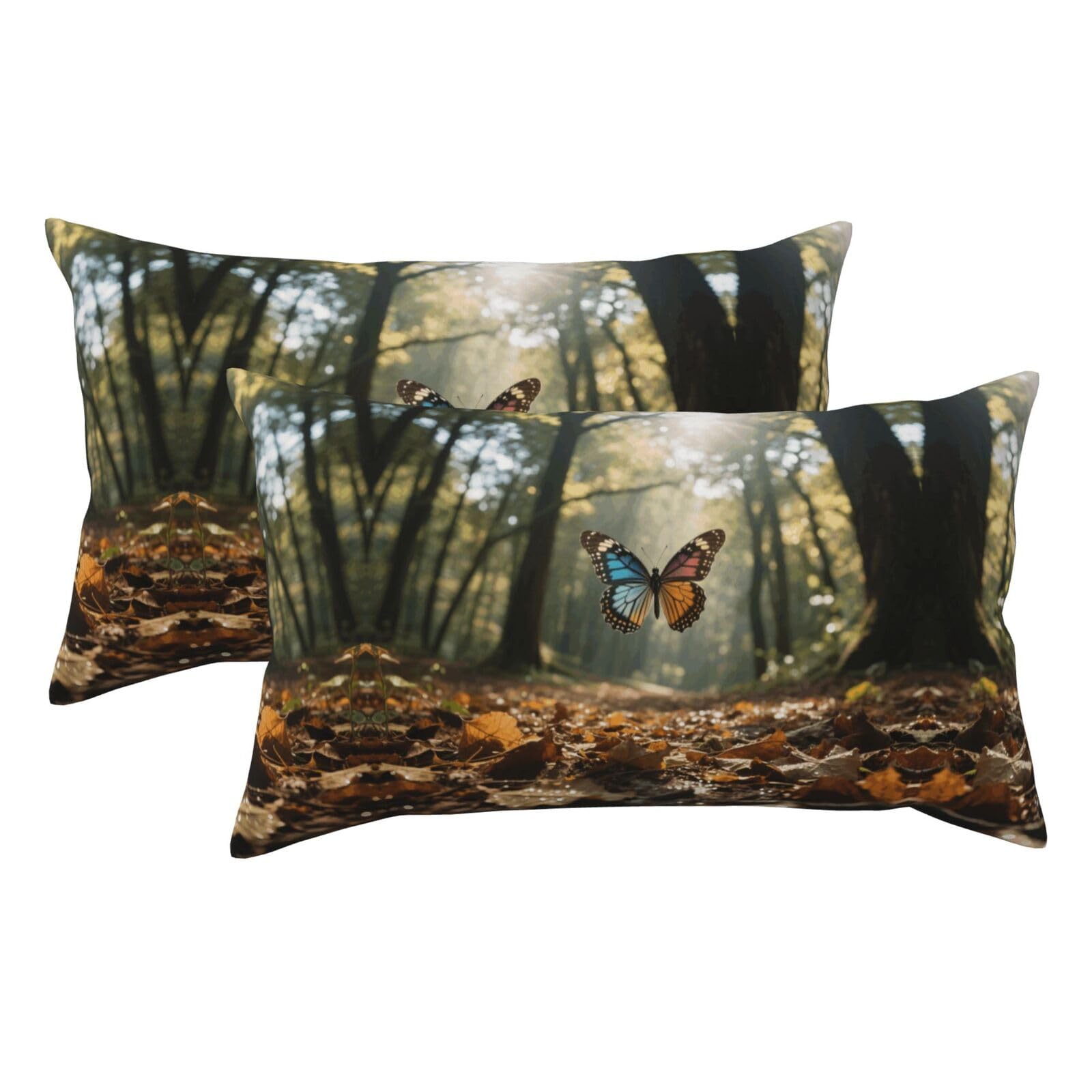 Colorful Butterflies Luxury King Pillowcases Set of 2, Plush Velvet Feel Pillow Covers with Hidden Zipper, Skin & Hair Friendly, 20x36 Inches Pillow Cases for Sleeping Gift