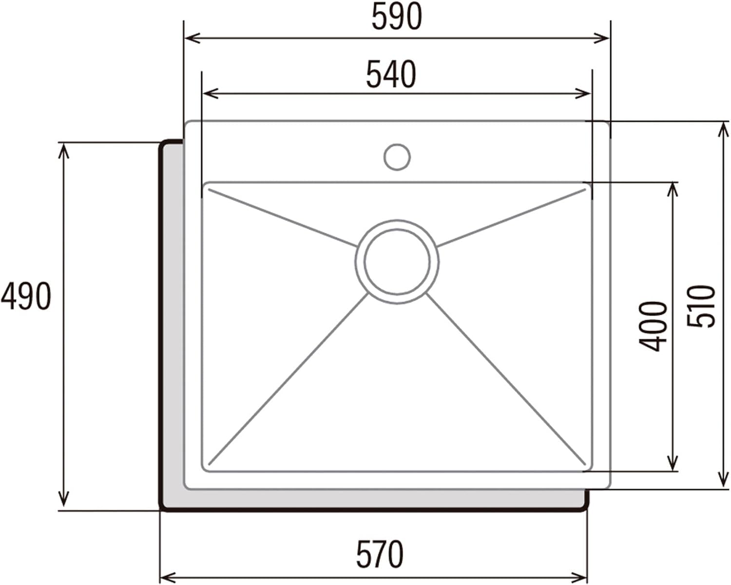 Cata | Kitchen Sink Above Counter | Double Square Basin | Model CBS-1 54-40 R10 | 60 cm Cabinet Installation | Depth 20 cm | Stainless Steel