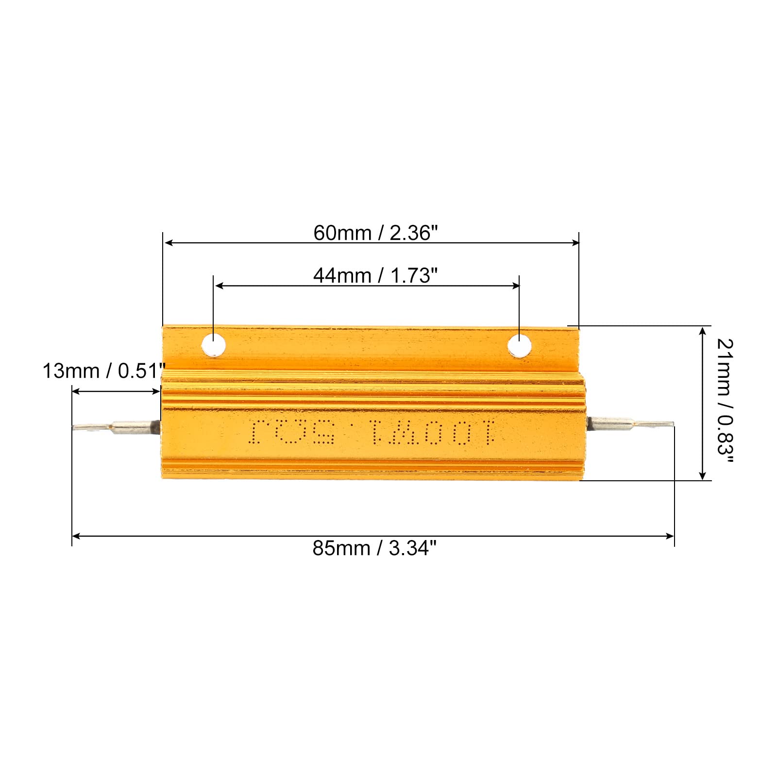 PATIKIL 100W 1,5 Ohm Aluminiowa powłoka odporna, 5 partii aluminiowej powłoki oporowej rezystory na śruby z gniazdem mocy, złoty