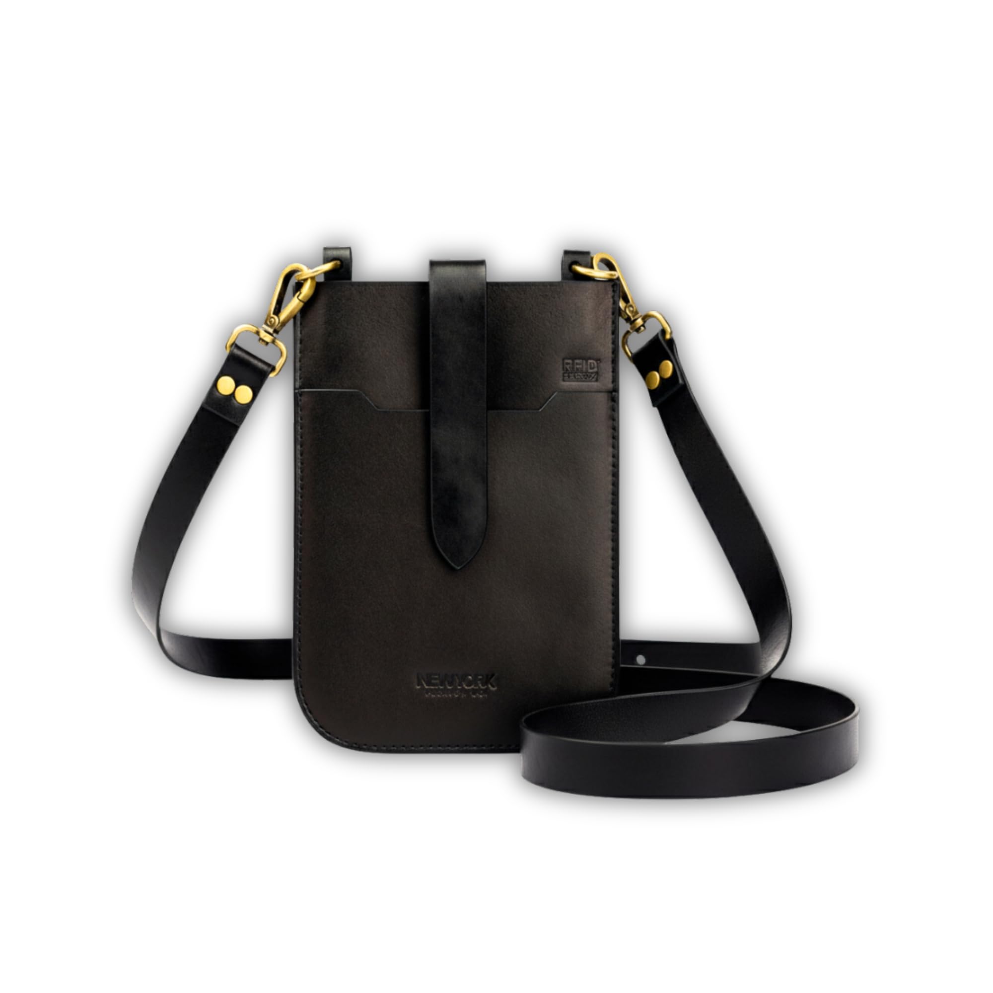 newyork fashion co. Premium Full-Grain Leather Mobile Sling Bag & Passport Holder | RFID-Blocking Travel Crossbody for Men & Women | Minimalist Everyday Carry for Smartphone, Cards & Cash-picture-45