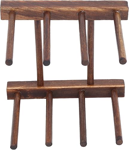 Miniatura 9 de Soporte para platos de madera para platos de madera, columna de 4/6 para plato, tazón, taza, gabinete de almacenamiento para el hogar (4.9 x 5.5 x